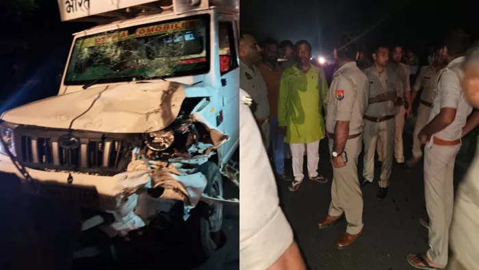 यूपी के देवरिया में पिकअप की टक्कर से बाइक सवार तीन युवकों की मौत