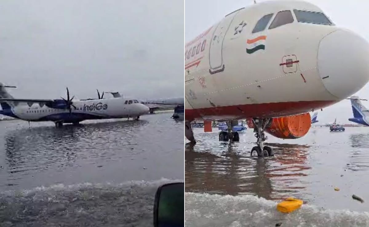 Kolkata: एयरपोर्ट पर भारी बारिश का प्रभाव: जलमग्न रनवे और टैक्सीवे